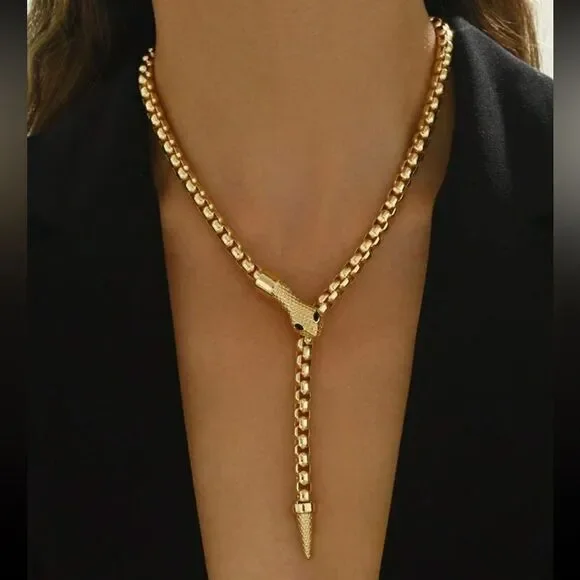 Free People Gold Snake Necklace - Picture 1 of 6